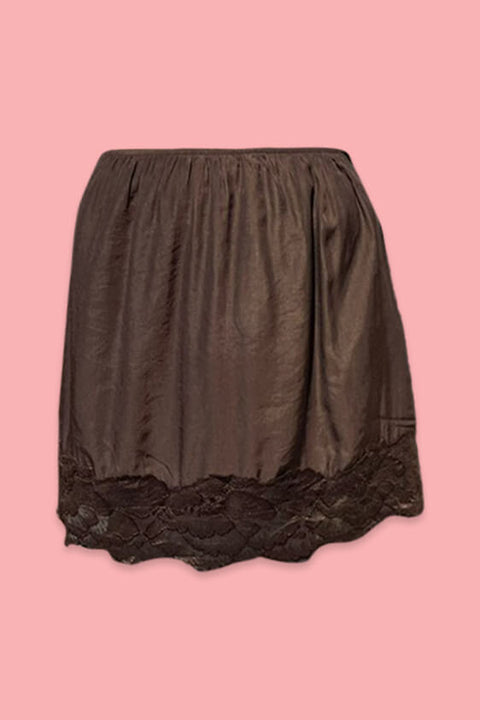 Micro Mini Lace Skirt - Chocolate
