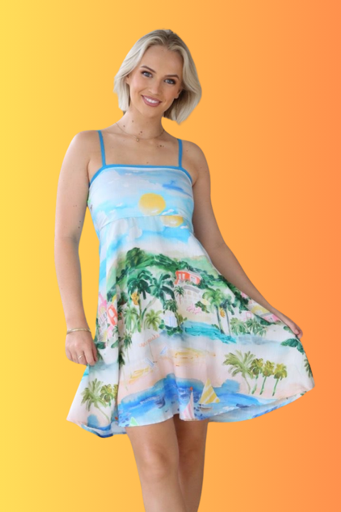 Siesta Strappy Mini Dress - Cabana Bay