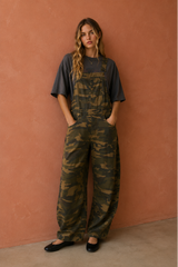 Camo Barrel-Leg Overalls