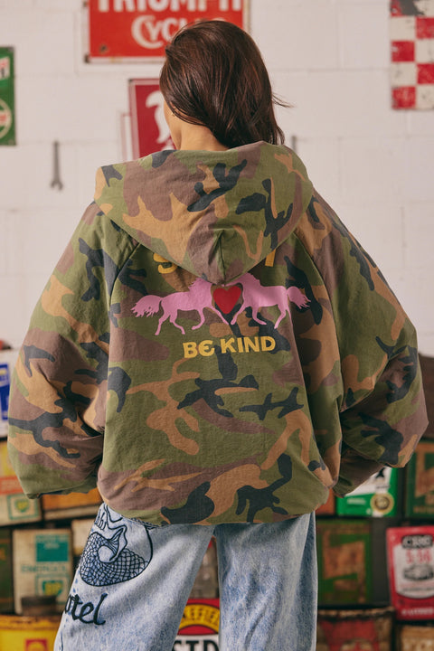 Be Kind Bomber Jacket - Camo