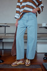Darted Tapered Barrel Jean - Vintage Blue