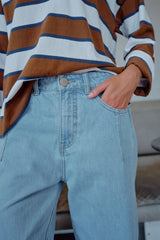 Darted Tapered Barrel Jean - Vintage Blue