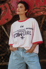 The Very Oversized Champagne Cowgirl Tee - Soft Pink