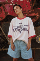 The Very Oversized Champagne Cowgirl Tee - Soft Pink