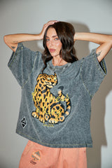 Choose Kindness Oversized Tee - Charcoal Acid Wash