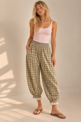 Check Cotton Bloomers – Moss Green