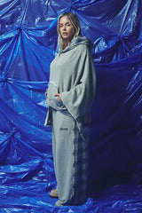 Check Mate Wide Leg Trackies - Blue