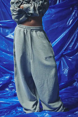 Check Mate Wide Leg Trackies - Blue