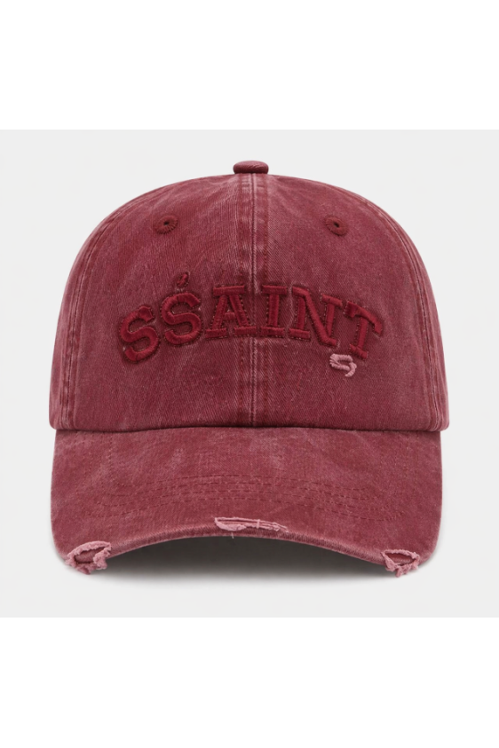 SŚAINT Logo Cap Cherry Acid Wash