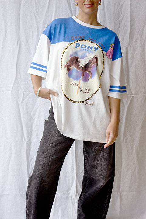 The Boyfriend Fit Pony Club Tee - Blue