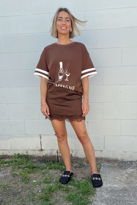 Micro Mini Satin Lace - Chocolate