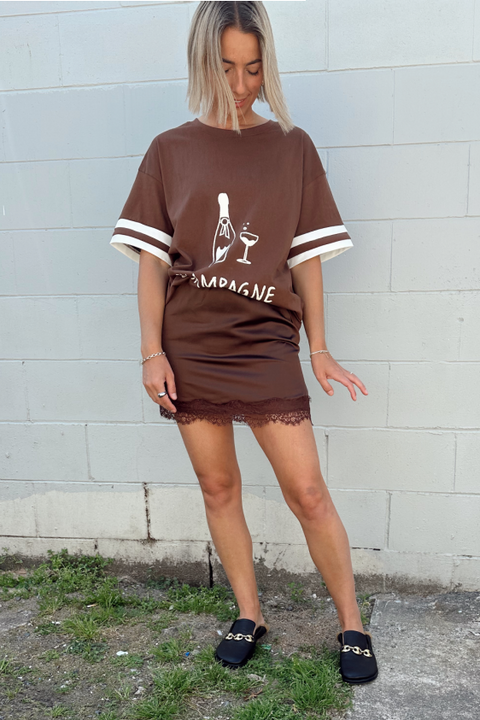 Micro Mini Satin Lace - Chocolate