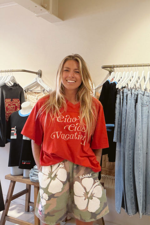 The Happy Hibiscus Trackie Short - Camo