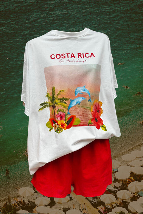 Costa Rica On Holidays Short Set - White/Red