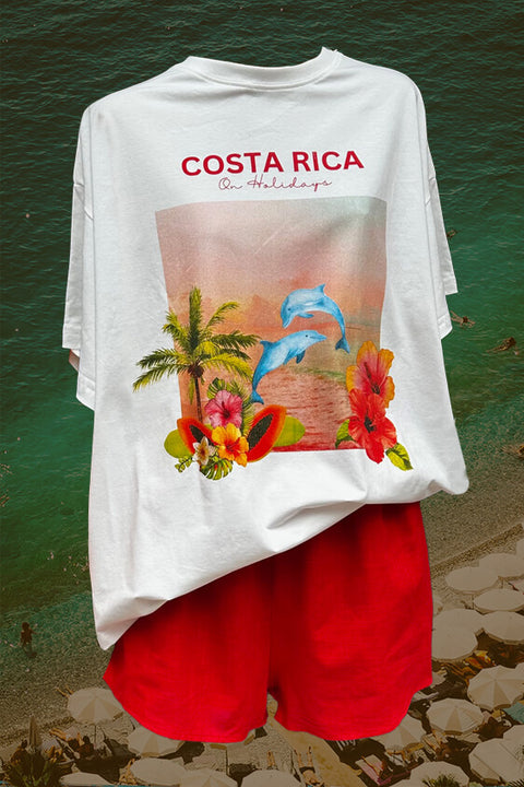 Costa Rica On Holidays Short Set - White/Red