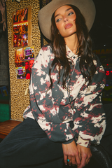 Cow Print Collared Sweater