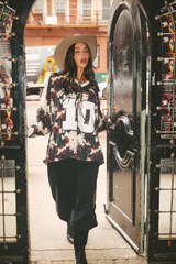 The 10 Cow Print V- Neck Long Sleeve