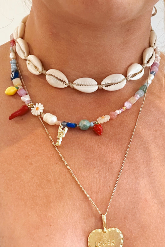 Cowrie Shell Choker Necklace - Natural