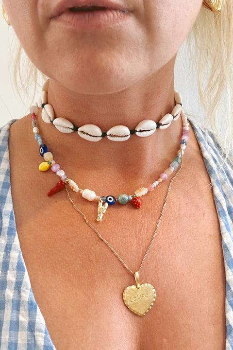 Cowrie Shell Choker Necklace - Black