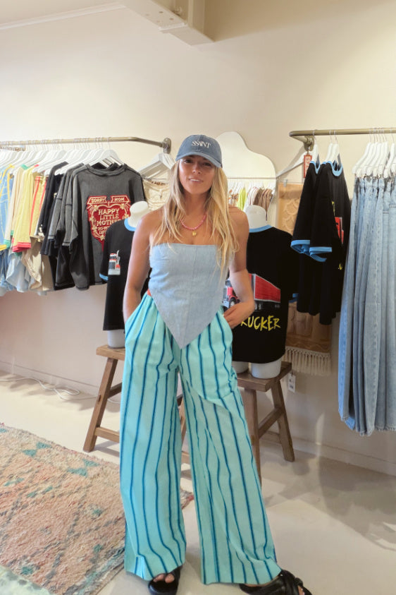 Crystal Blue Stripe Wide Issimo Pant