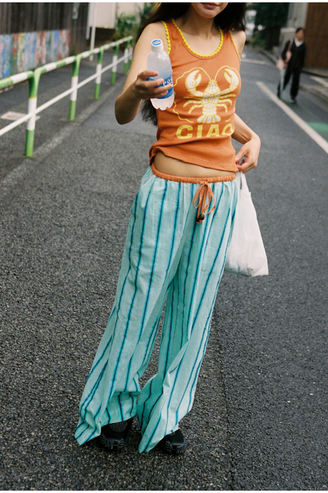 Crystal Blue Stripe Wide Issimo Pant