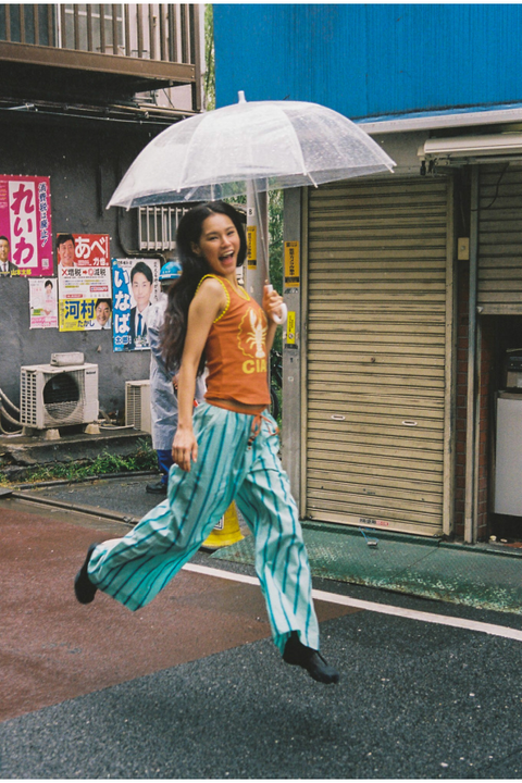 Crystal Blue Stripe Wide Issimo Pant