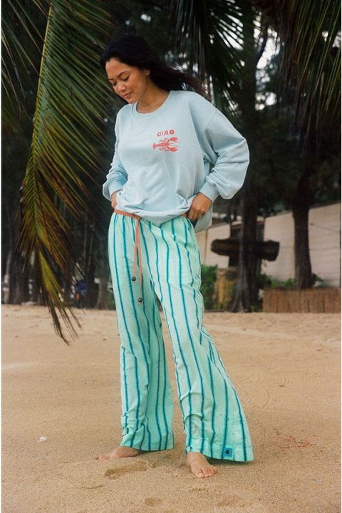 Crystal Blue Stripe Wide Issimo Pant
