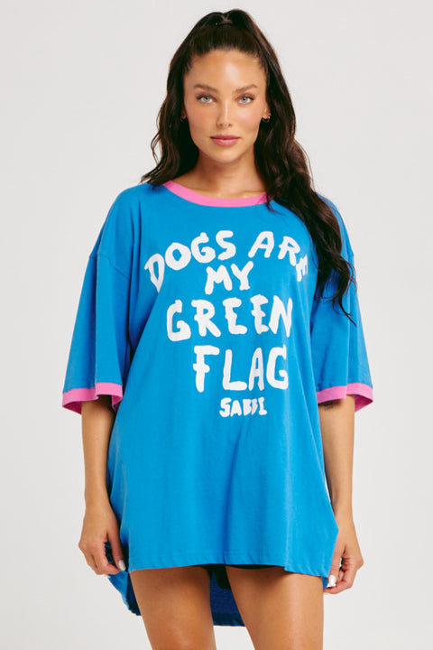 Dogs are My Green Flag Tee - BLUE