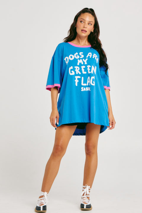 Dogs are My Green Flag Tee - BLUE