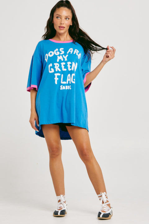 Dogs are My Green Flag Tee - BLUE