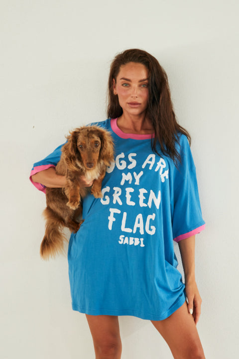 Dogs are My Green Flag Tee - BLUE