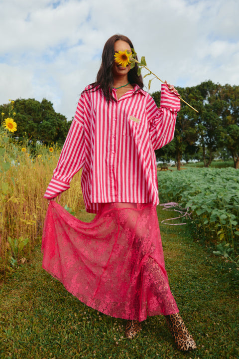 The Lace Maxi Skirt - Pink