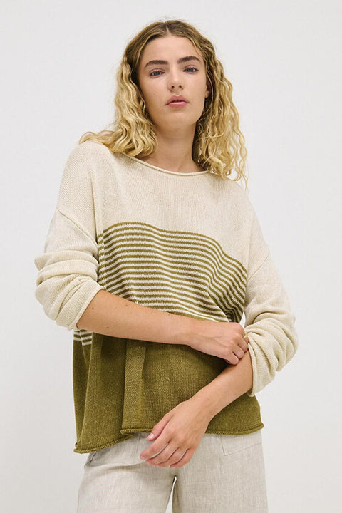 Emma Stripe Knit - Khaki