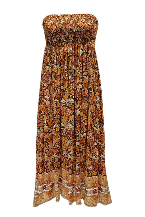 Everyday Shirred Skirt - Earthy Floral Mix
