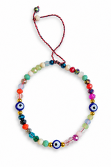 Three Evil Eye Crystal Bracelet - Multi Bead