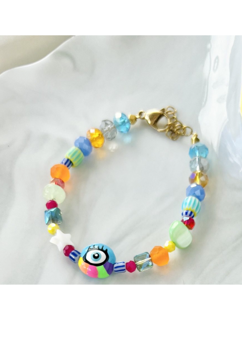 Summer rainbow eye bracelet - Turquoise eye
