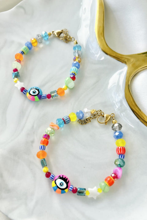 Summer rainbow eye bracelet - Pink eye