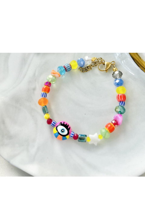 Summer rainbow eye bracelet - Pink eye