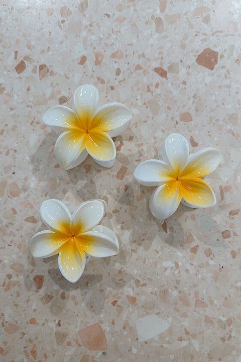 Frangipani Claw Clip - White