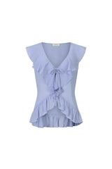 Fleur Frill Sleeveless Blouse - Lagoon Purple