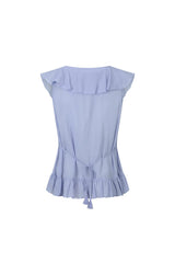 Fleur Frill Sleeveless Blouse - Lagoon Purple