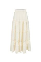 Ines Tiered Maxi Skirt - Light Sand Cream