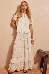 Ines Tiered Maxi Skirt - Light Sand Cream