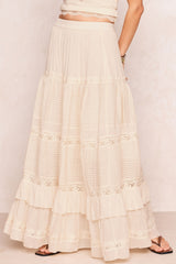 Ines Tiered Maxi Skirt - Light Sand Cream