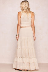 Ines Tiered Maxi Skirt - Light Sand Cream
