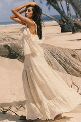 Ines Tiered Maxi Skirt - Light Sand Cream