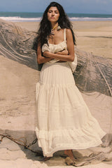 Ines Tiered Maxi Skirt - Light Sand Cream