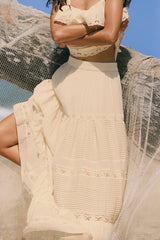 Ines Tiered Maxi Skirt - Light Sand Cream