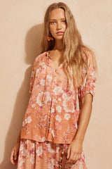 Isola Short Sleeve Blouse - Sunfade Pink