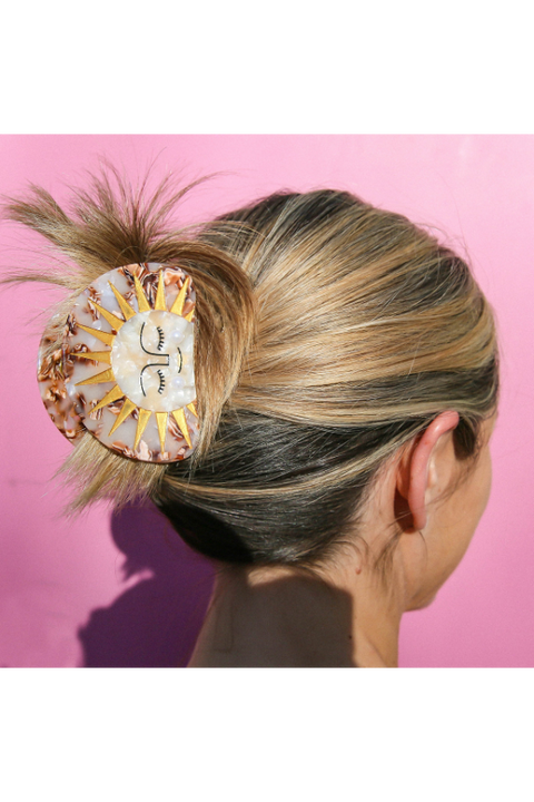 Gold Sun Hair Clip - Round